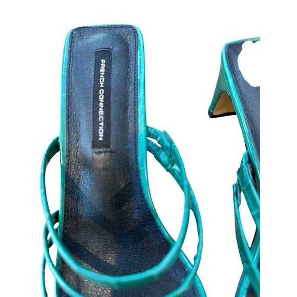 French Connection Women's Green Snake Parker Strappy Low Heel Sandals Size 8.5 - Picture 8 of 9